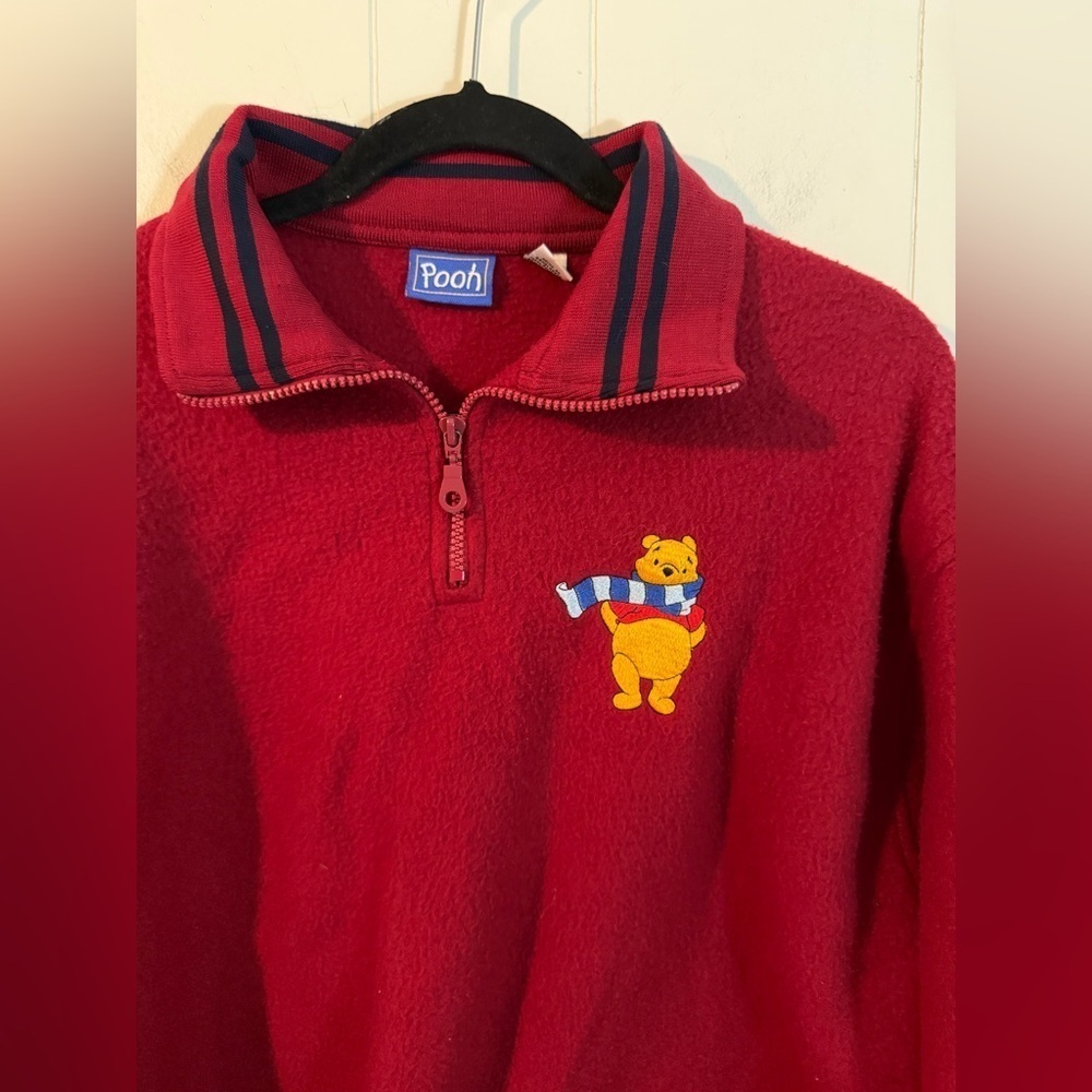 Vintage Disney Store Red Winnie The Pooh Fleece Size L - Picture 2 of 6